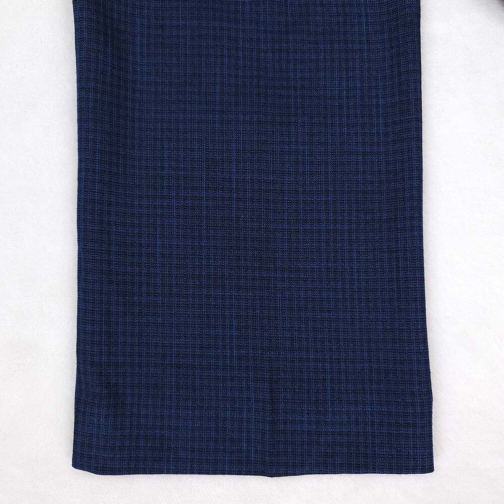 Perry Ellis Mens Modern Fit Dress Pants 36x30 Navy Blue Tonal Grid Plaid Stretch - Picture 7 of 9